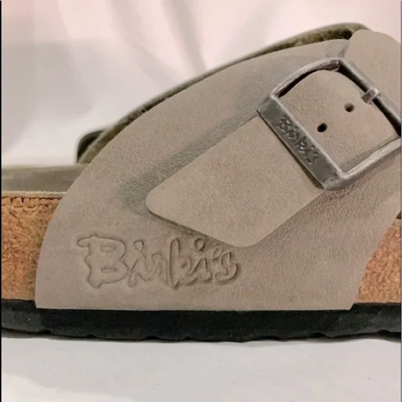 BIRKENSTOCK Criss Cross Slide Leather Sandals - Size 12